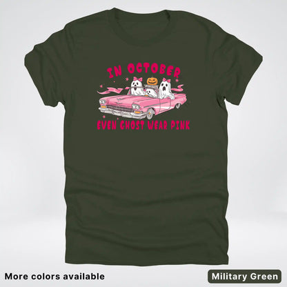 In October Even Ghost Wear Pink Breast Cancer Awareness  T-Shirt