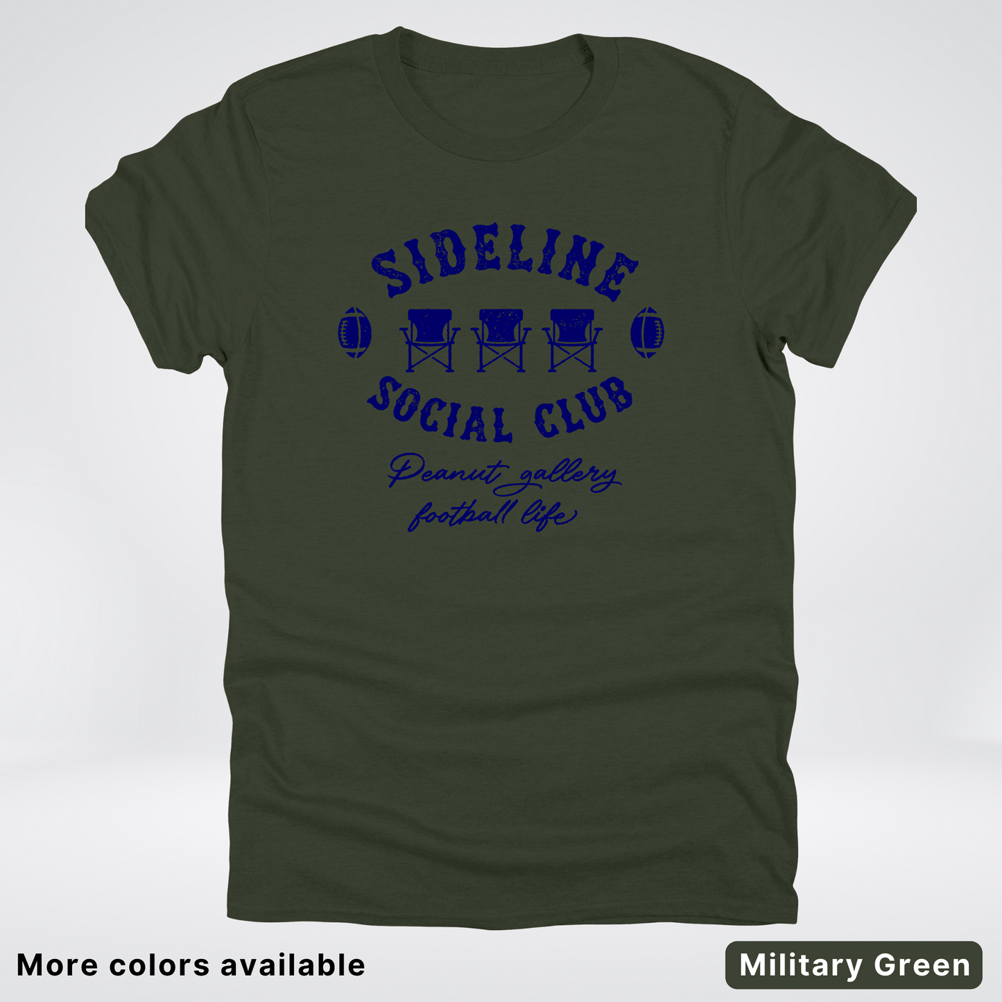 Sideline Social Club Peanut Gallery Football Life Navy Design 02 T-Shirt
