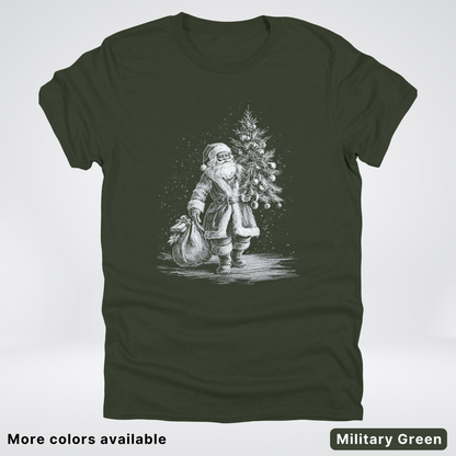 Vintage Santa with Christmas Tree - T-Shirt