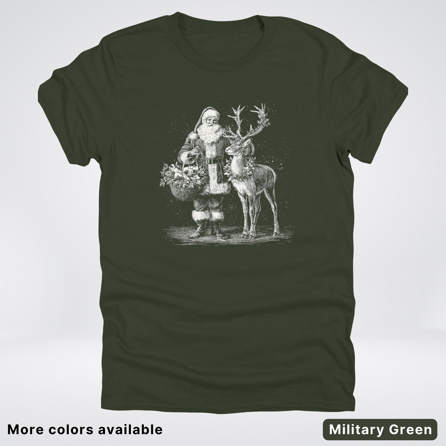 Vintage Santa and Reindeer - T-Shirt