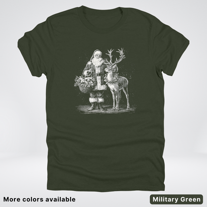 Vintage Santa and Reindeer - T-Shirt