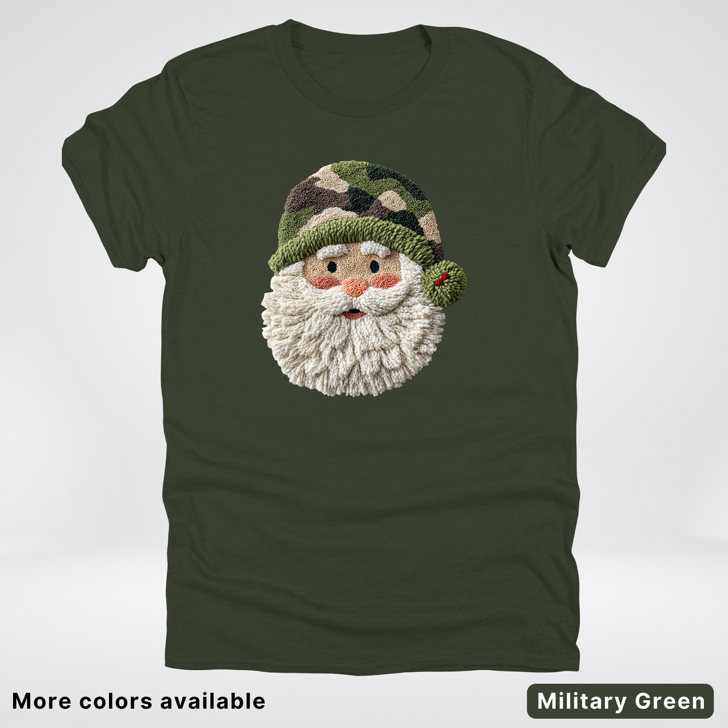 Woodland Santa Face (Hook Yard Faux Texture) - T-Shirt