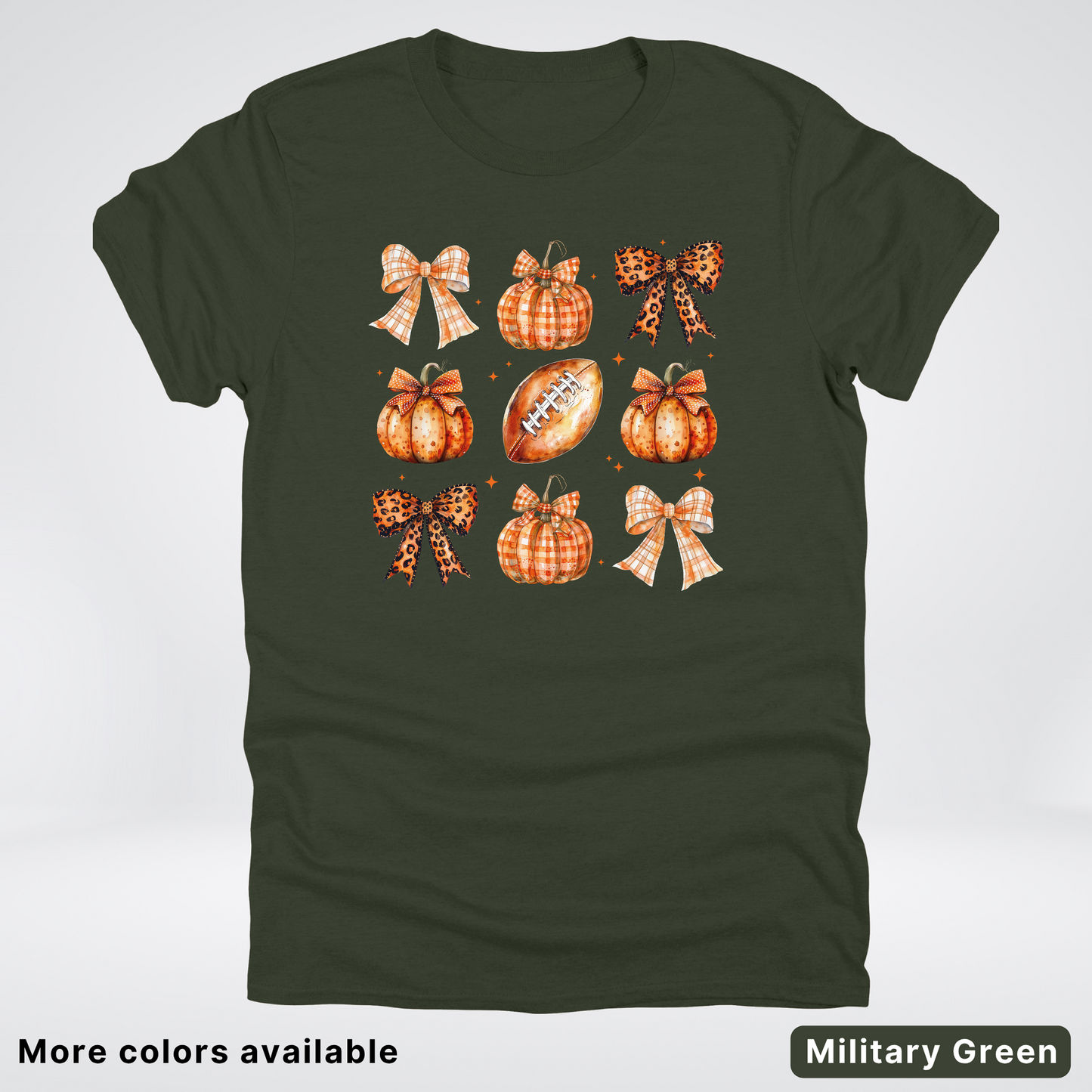 Football Coquette Ribbon Bow Plaid Pumpkin Fall - T-Shirt