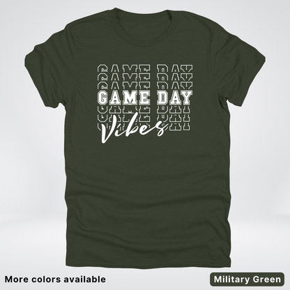 Game Day Vibes Stacked - White Design - T-Shirt