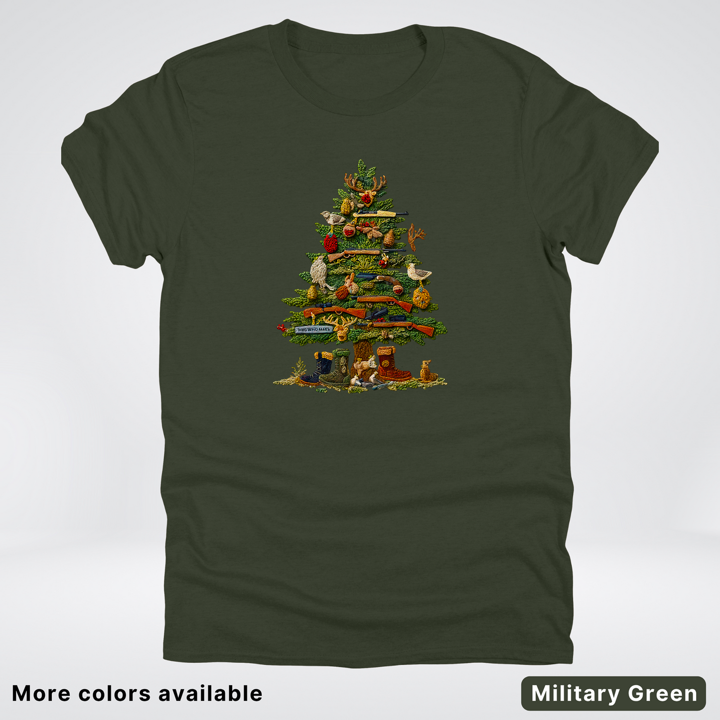 Woodland Critters Christmas Tree Hook Yard Faux - T-Shirt