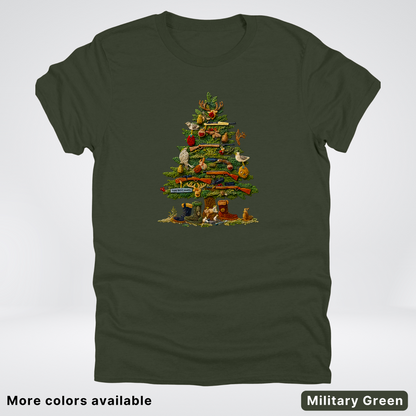 Woodland Critters Christmas Tree Hook Yard Faux - T-Shirt