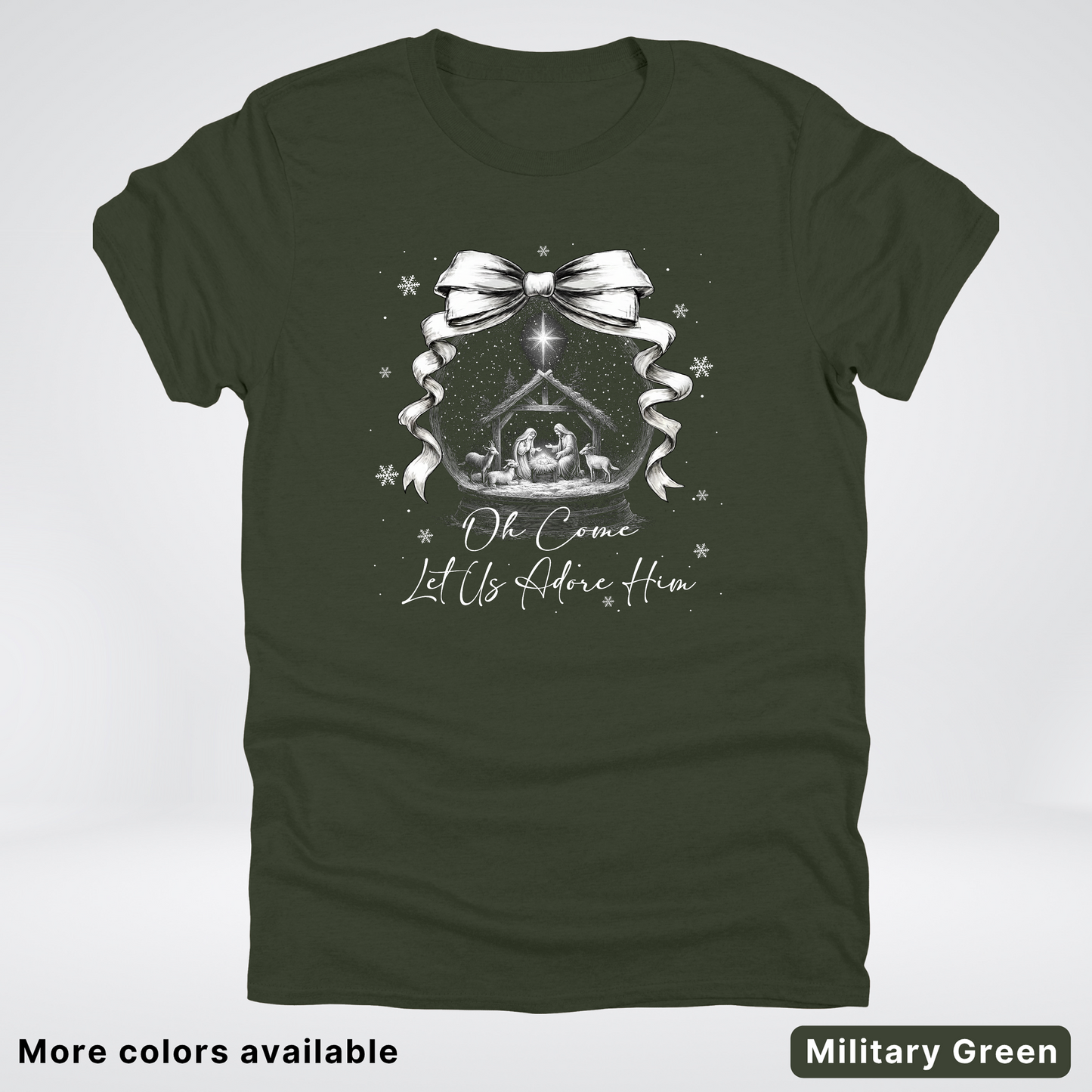 Oh Come Let Us Adore Him Nativity - T-Shirt