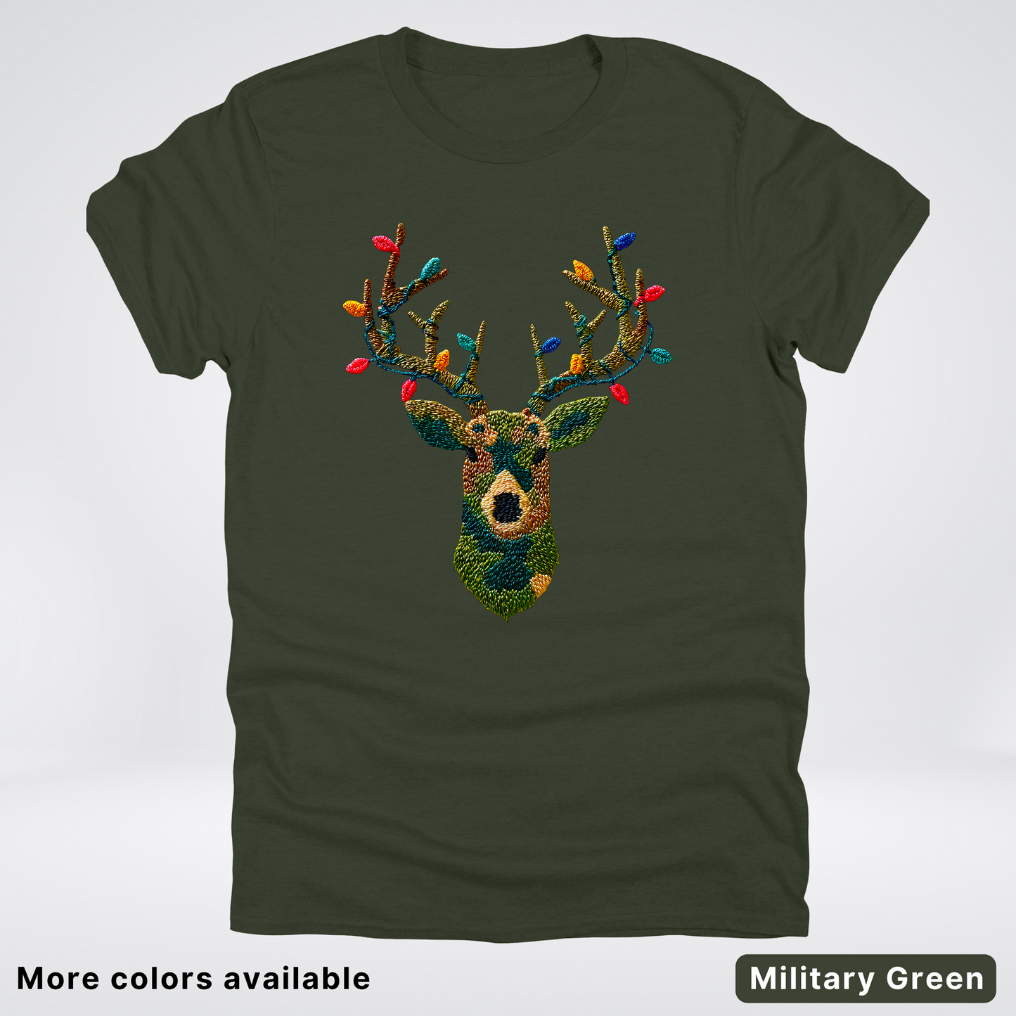 Rustic Reindeer Lights – Hook Yard Faux Texture - T-Shirt