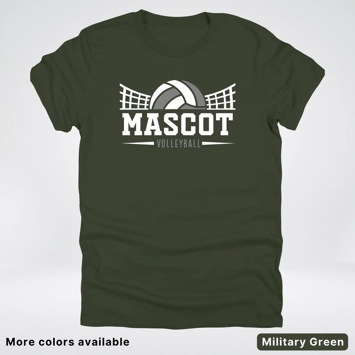 Volleyball Mom Game Day Tee – Custom Mascot Name Shirt | Gray Design 26