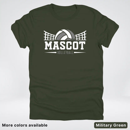 Volleyball Mom Game Day Tee – Custom Mascot Name Shirt | Gray Design 26