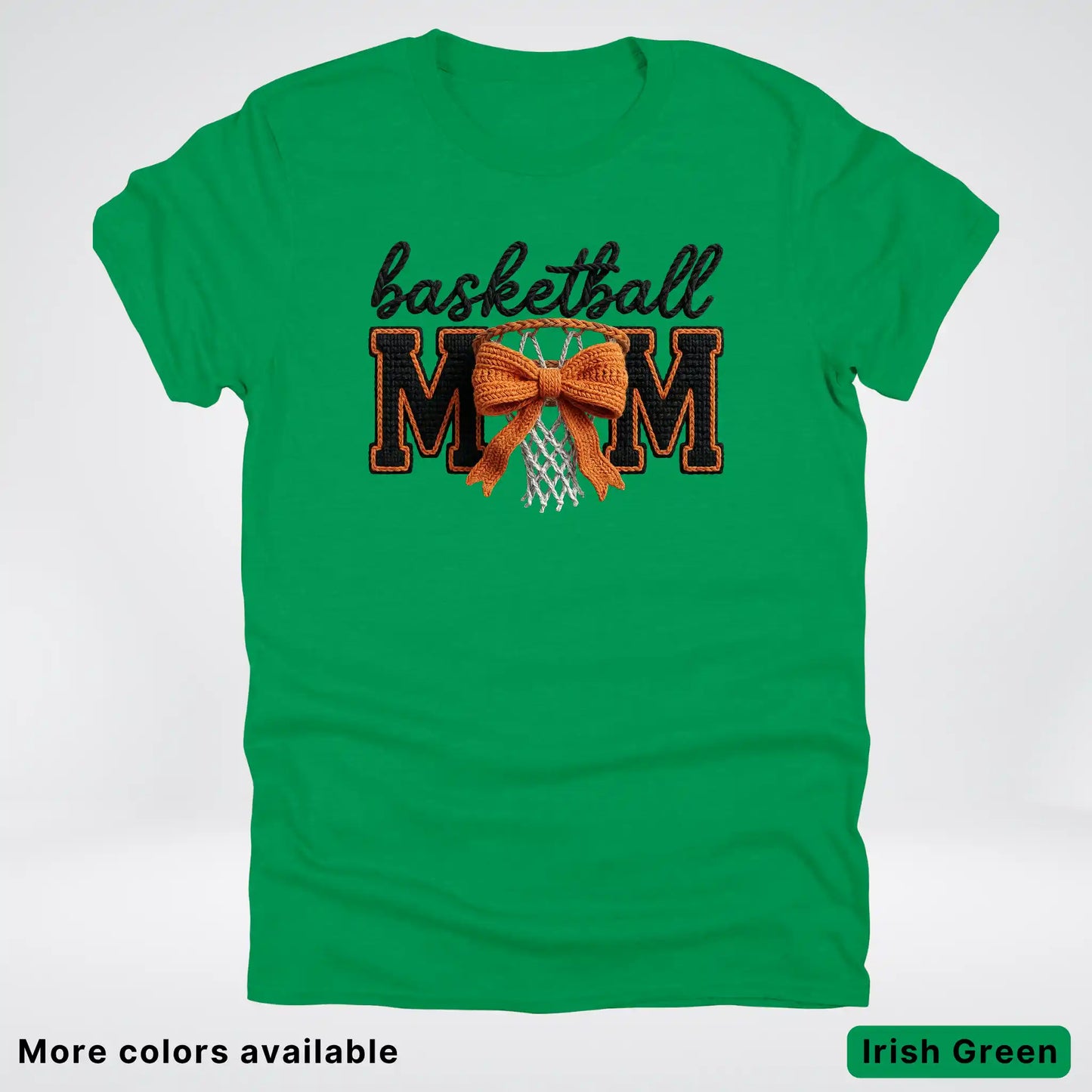 Basketball Mom – Faux Crochet Bow Basketball Graphic T-Shirt