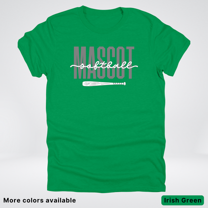 Custom Mascot – Gray - Softball Design 29 T-Shirt