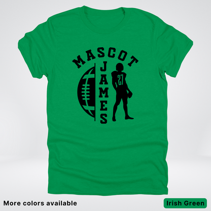 Custom Mascot, Number, & Name - Black - Football Design 31 T-Shirt