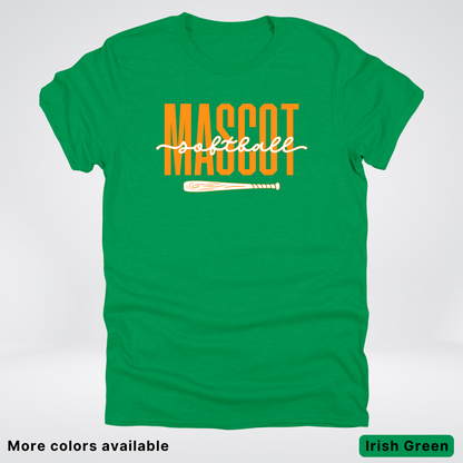 Custom Mascot – Orange - Softball Design 33 T-Shirt