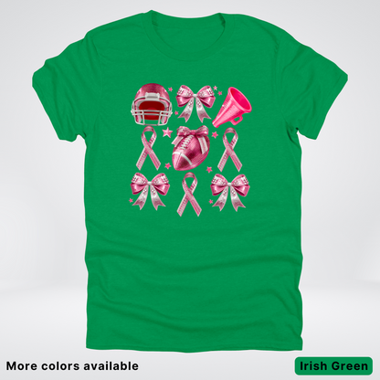 Coquette Glitter Bows and Football - T-Shirt