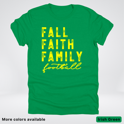 Fall Faith Family – Yellow Design - Football - T-Shirt