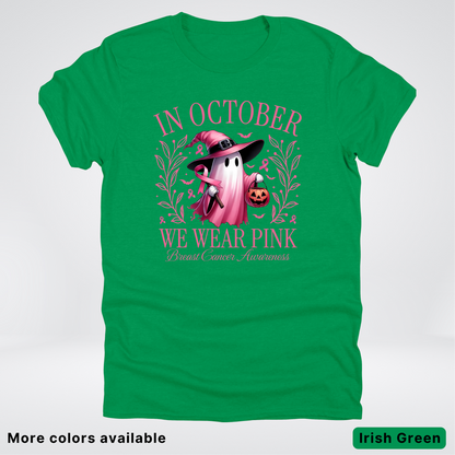 In October We Wear Pink Halloween Breast Cancer Awareness - T-Shirt