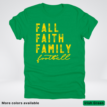 Fall Faith Family – Gold Design - Football - T-Shirt