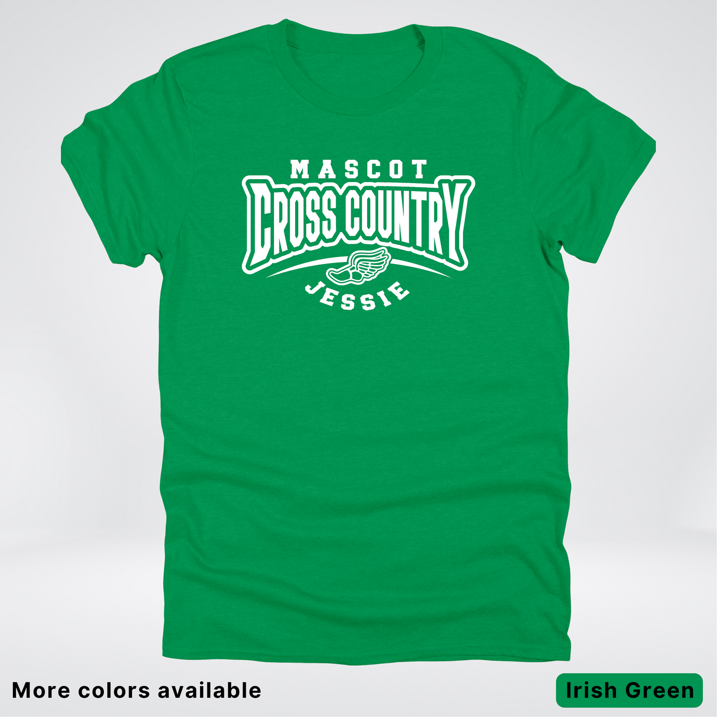 Custom Mascot & Name – White Design – Cross Country 02 - T-Shirt