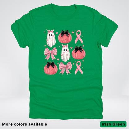 Pink Pumpkin Coquette Bow Cute Ghost - T-Shirt
