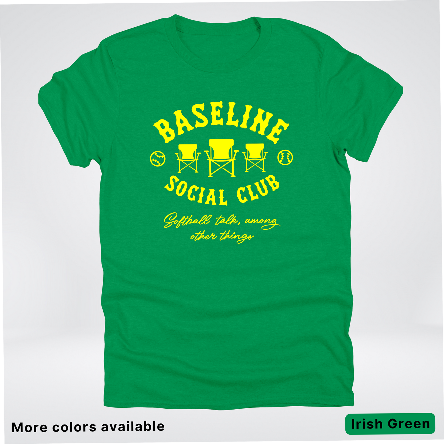 Baseline Social Club Softball – Yellow Design - T-Shirt