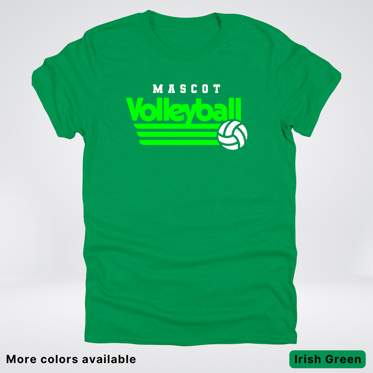 Custom Mascot - Green - Volleyball Design 55 - T-Shirt