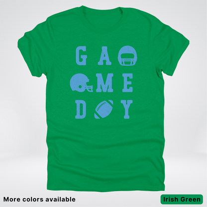 Game Day Football 3 x 3 – Light Blue Design – T-Shirt