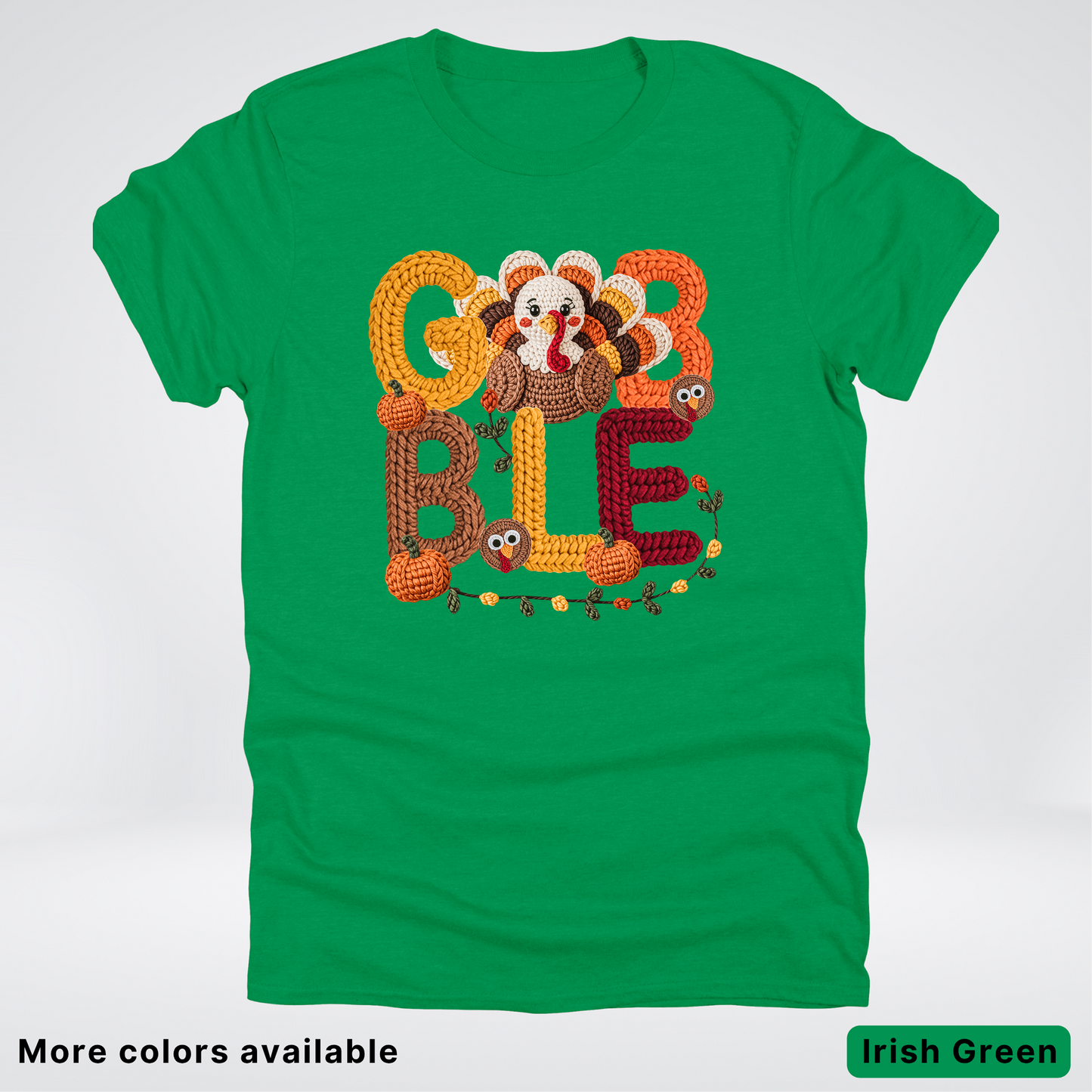 Turkey Gobble Pumpkin Fall Crochet - T-Shirts