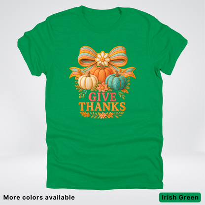 Give Thanks Crochet Thanksgiving Fall Pumpkin - T-Shirts