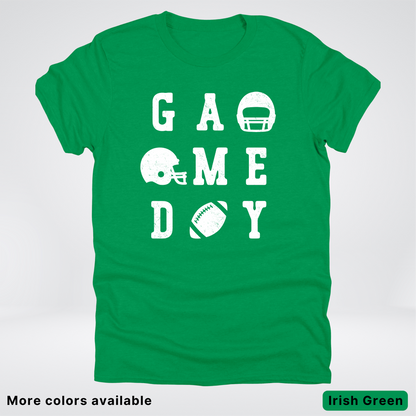 Game Day Football 3 x 3  – White Design  – T-Shirt