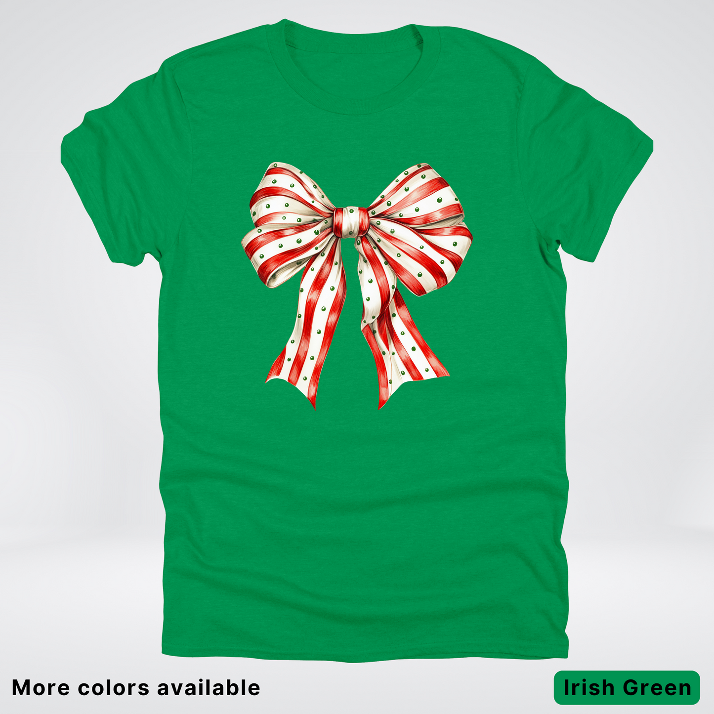 Peppermint Stripe Christmas Bow - T-Shirt