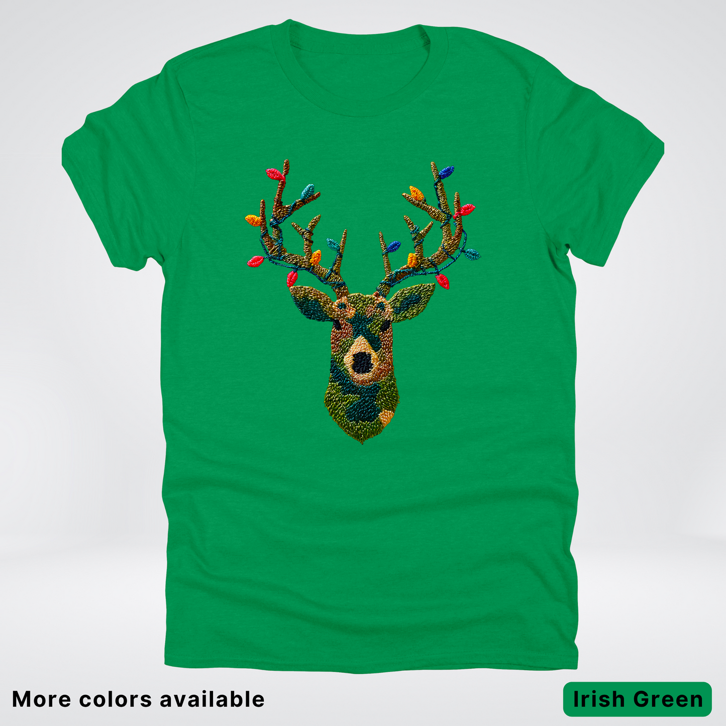 Rustic Reindeer Lights – Hook Yard Faux Texture - T-Shirt