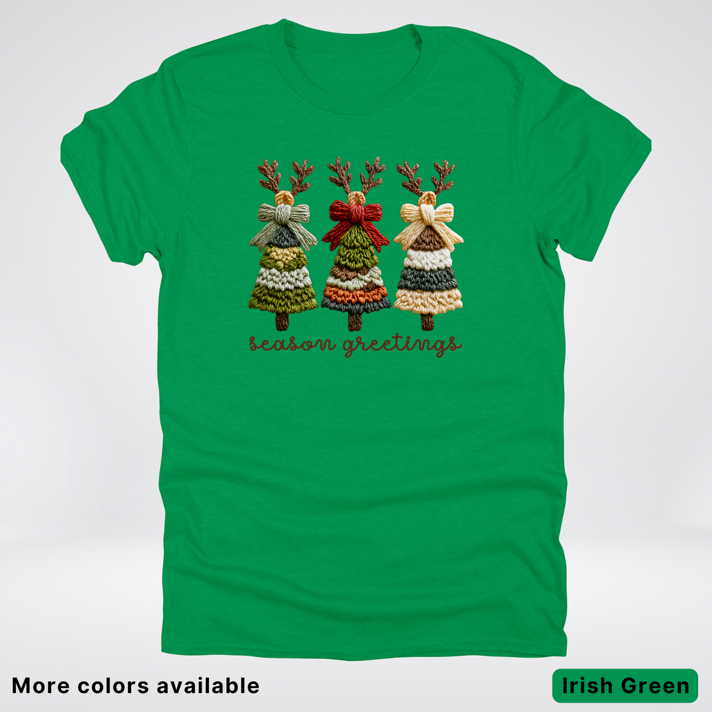 Season Greetings Reindeer Trees Hook Yard Faux - T-Shirt