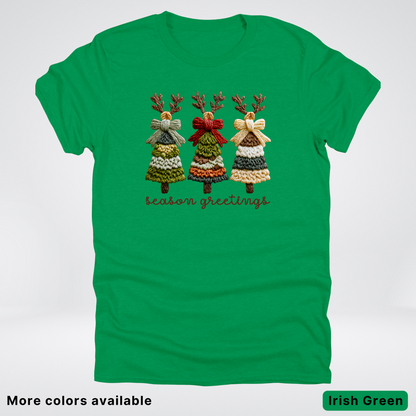 Season Greetings Reindeer Trees Hook Yard Faux - T-Shirt