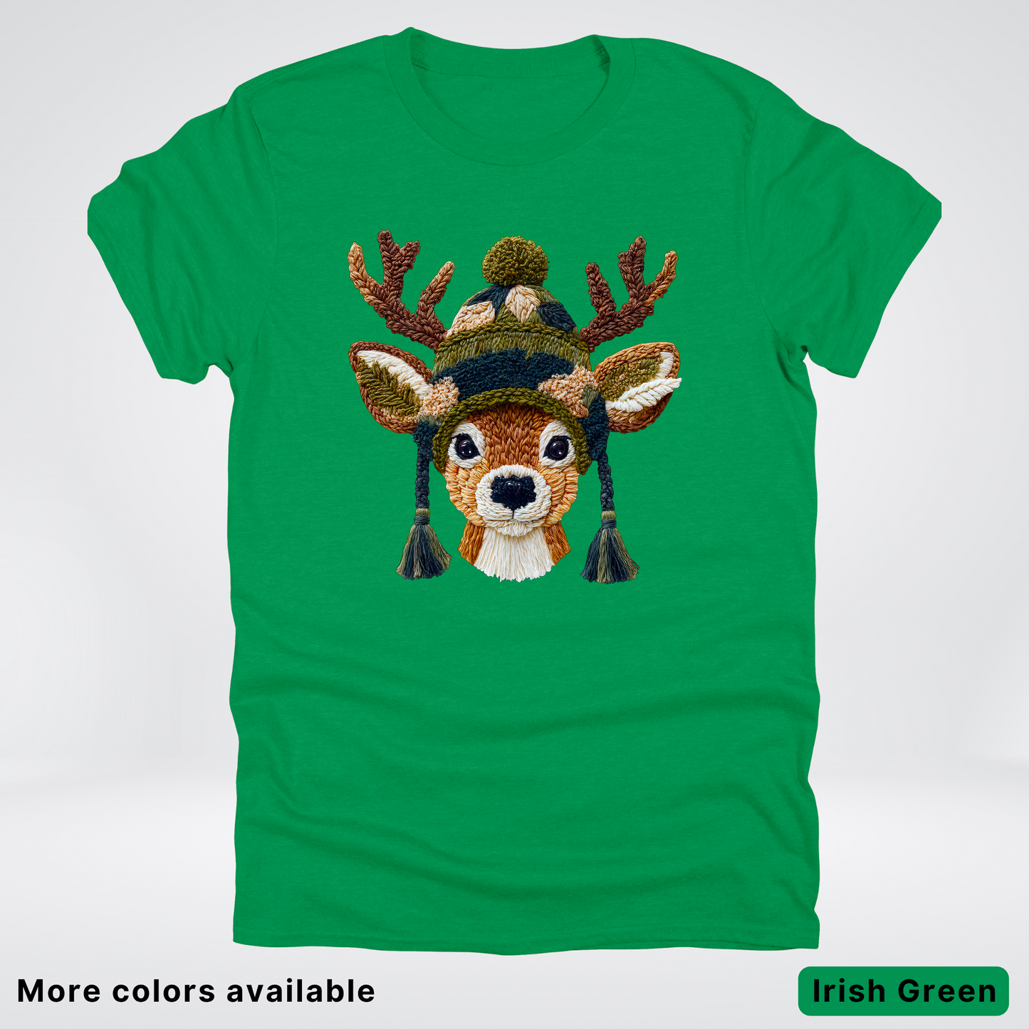 Cozy Winter Reindeer Hook Yard Faux Texture - T-Shirt