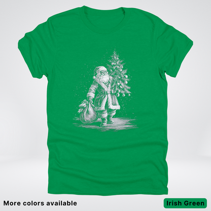 Vintage Santa with Christmas Tree - T-Shirt