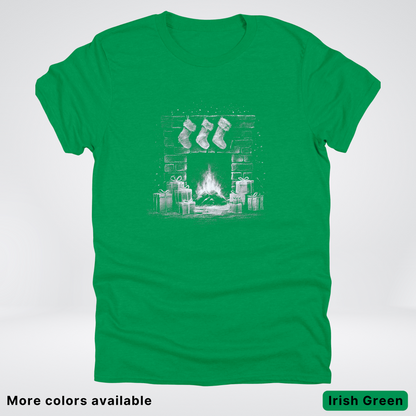 Vintage Christmas Fireplace Scene - T-Shirt