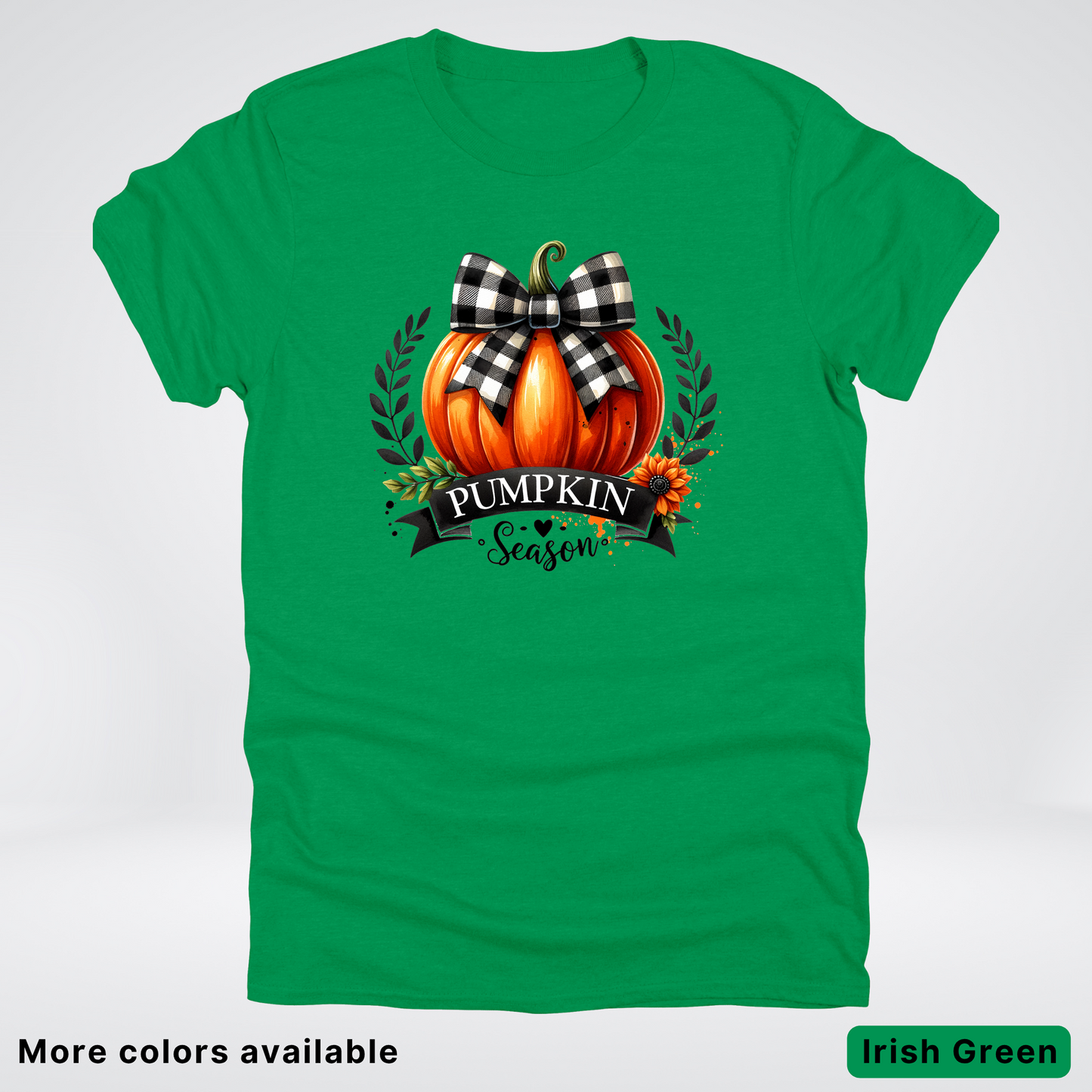 Pumpkin Season Black Plaid Bow - T-Shirt