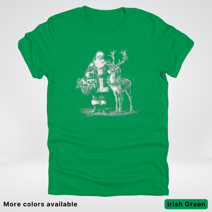 Vintage Santa and Reindeer - T-Shirt