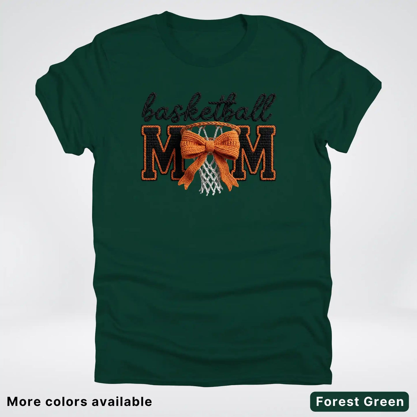 Basketball Mom – Faux Crochet Bow Basketball Graphic T-Shirt