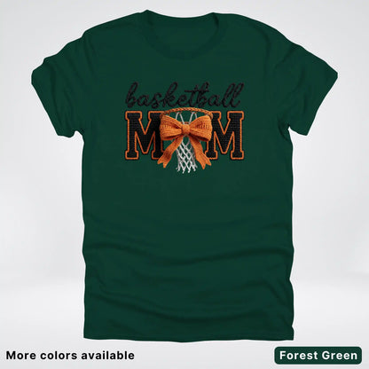 Basketball Mom – Faux Crochet Bow Basketball Graphic T-Shirt