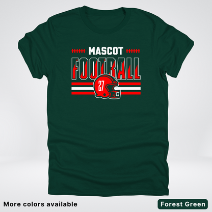 Custom Mascot & Number - Red - Football Design 2 T-Shirt