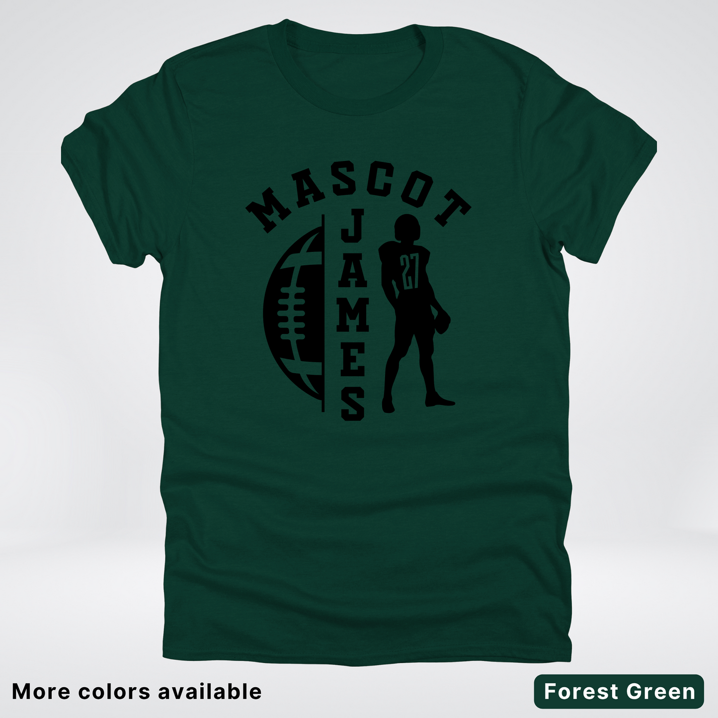 Custom Mascot, Number, & Name - Black - Football Design 31 T-Shirt