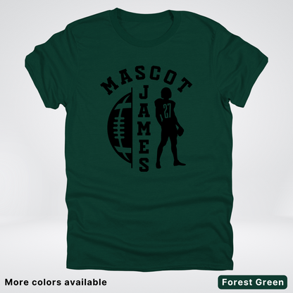 Custom Mascot, Number, & Name - Black - Football Design 31 T-Shirt