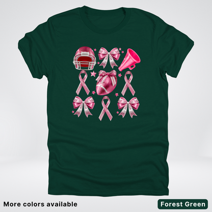 Coquette Glitter Bows and Football - T-Shirt
