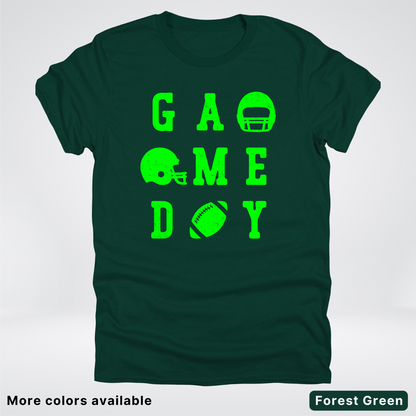 Game Day Football 3 x 3 - Green Design - T-Shirt