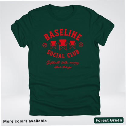 Baseline Social Club Softball – Red Design - T-Shirt