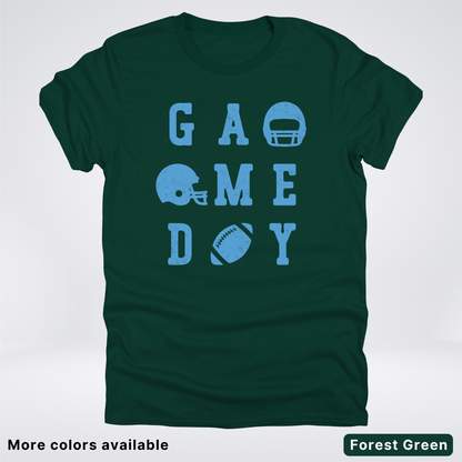 Game Day Football 3 x 3 – Light Blue Design – T-Shirt