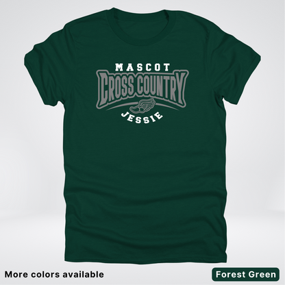 Custom Mascot & Name – Gray Design – Cross Country 04 - T-Shirt
