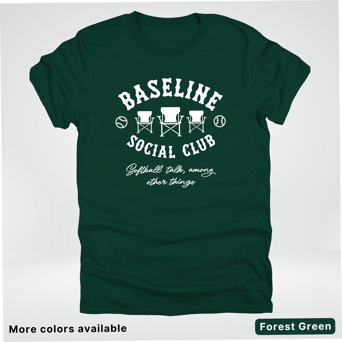Baseline Social Club Softball – White Design – T-Shirt